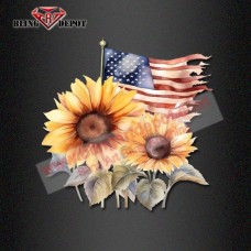 Custom Holiday Prints Sunflower Flag USA DTF White Ink Heat Transfers